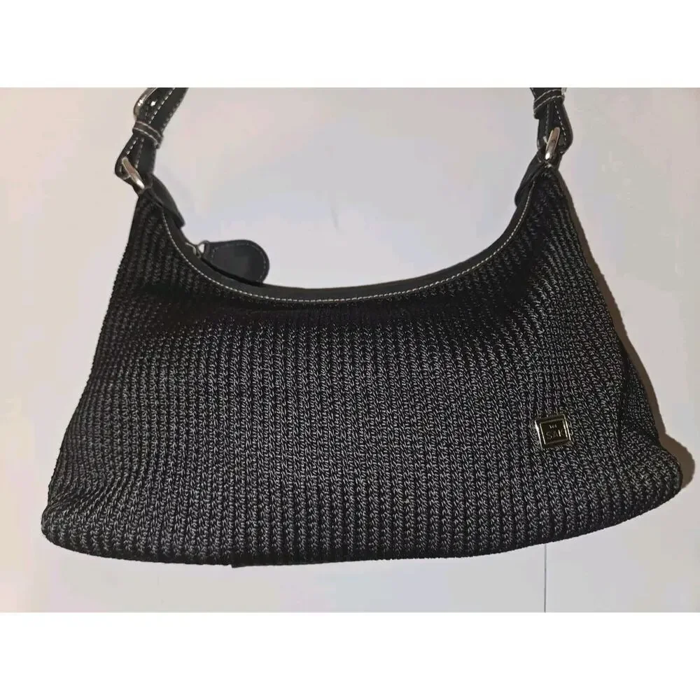 The SAK Black Crochet Purse Bag Zip Closure Interior Pockets